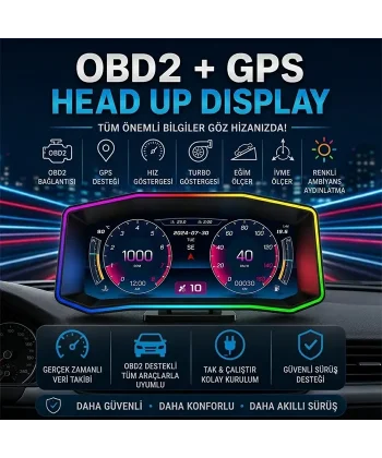Ally P4 OBD2 + GPS Head Up Display HUD Dijital Hız Göstergesi-(5775)