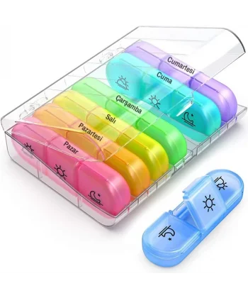 Ally Taşınabilir 7 Günlük Haftalık Hap İlaç Vitamin Saklama Kutusu Kabı-(5775)