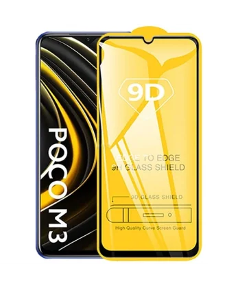 ALLY Xiaomi Poco M3  9D Full Glue Tempered Cam Ekran Koruyucu-(5775)