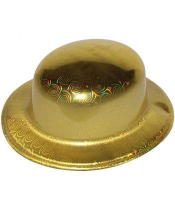 Altın Renk Hologramlı Plastik Yuvarlak Melon 27x24 Cm