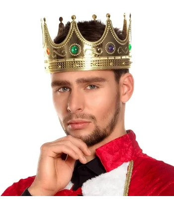 Altın Renk Yetişkin Çocuk Uyumlu Kral Tacı 60 Cm
