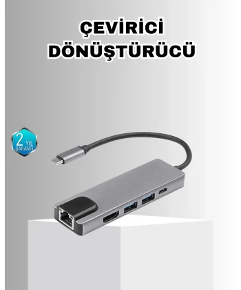 Alüminyum Kasalı MacBook USB-C Hub – 4K HDMI USB 3.0 SD/TF Kart Girişi PD Şarj Desteği