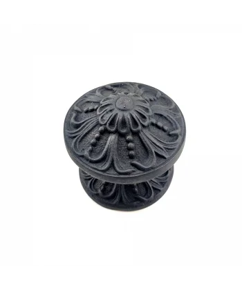 Antika Tarz Dekoratif Pirinç Çiçekli Kapı Tokmağı - 80 Mm Çap, Oksit