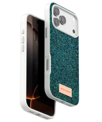 Apple iPhone 17 Pro Max Bright Simli Kapak - Koyu Yeşil-(5796)