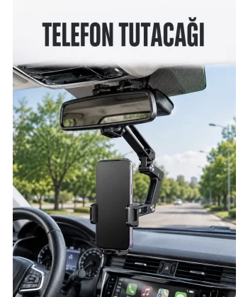 Araç Dikiz Aynası Telefon Tutucu Ayarlanabilir Katlanabilir Navigasyon Telefon Standı