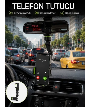 Ayarlanabilir Dikiz Aynası Telefon Tutucu Görüş Açısını Engellemeyen Araç Aparatı