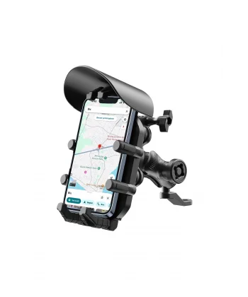 Ayna Bağlantılı Güneş Ve Yağmur Korumalı 360° Derece Ayarlanabilir Motosiklet Telefon Tutucu