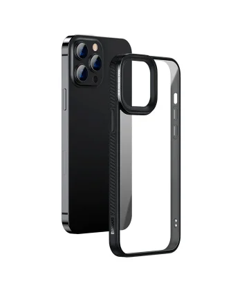 Baseus Crystal iPhone 13 Pro 6.1 Kılıf Jel Çerçeve Zırhlı Silikon Kılıf-(5775)