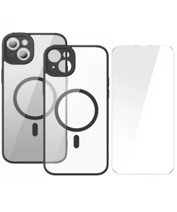 Baseus Frame Series iPhone 14 Plus 6.7 Kamera Koruyuculu Magsafe Kılıf + Tempered Ekran Koruyucu Set-(5775)