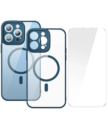 Baseus Frame Series iPhone 14 Pro Max 6.7 Kamera Koruyuculu Magsafe Kılıf + Tempered Ekran Koruyucu-(5775)