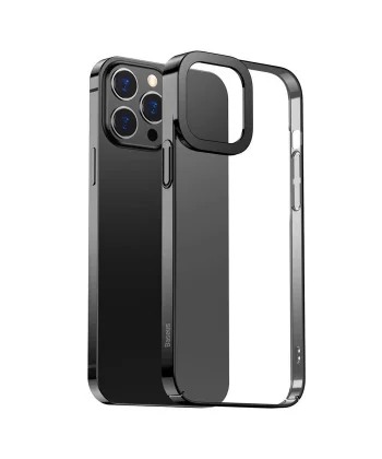 Baseus Glitter iPhone 13 Pro Max 6.7inç Kılıf Renkli Kenar Şeffaf Silikon-(5775)