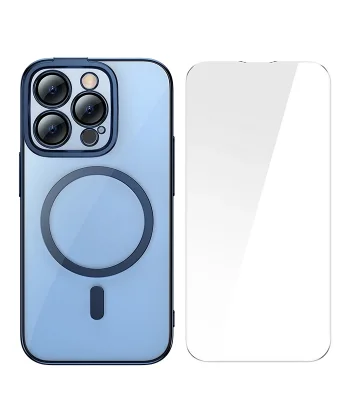 Baseus Glitter iPhone 14 Pro 6.1 Magsafe Silikon Kılıf + Tempered Ekran Koruyucu Set-(5775)