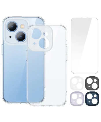 Baseus Illusion Series iPhone 14 Plus 6.7 Silikon Kılıf + Tempered Ekran Koruyucu + 4x Kamera Koruyu-(5775)