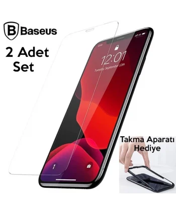 Baseus İPhone 11 Pro- X-XS 0.3mm Ful Tempered Cam Ekran Koruyucu 2 Adet Set-(5775)