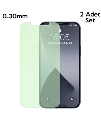BASEUS İPhone 12 Mini 0.30mm Full Tempered Cam Ekran Koruyucu 2Set Anti-Bluelight-(5775)