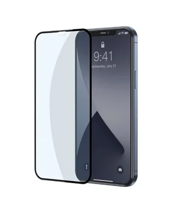 Baseus İPhone 12 Mini 5.4 0.3MM Full Anti Blue Light Tempered Cam Ekran Koruyucu 2Adet Set-(5775)