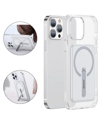 Baseus iPhone 13 Pro Max 6.7 Manyetik Magsafe Standlı Silikon Kılıf-(5775)