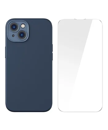 Baseus Liquid Silica Gel iPhone 14 6.1 Magsafe Silikon Kılıf + Tempered Ekran Koruyucu Set-(5775)