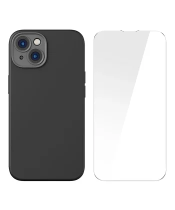 Baseus Liquid Silica Gel iPhone 14 Plus 6.7 Magsafe Silikon Kılıf + Tempered Ekran Koruyucu Set-(5775)