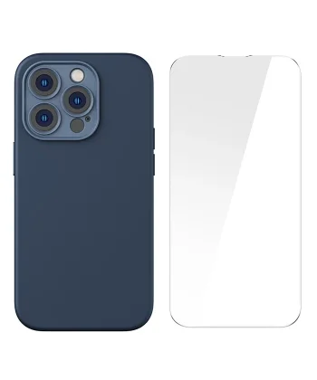Baseus Liquid Silica Gel iPhone 14 Pro 6.1 Magsafe Silikon Kılıf + Tempered Ekran Koruyucu Set-(5775)