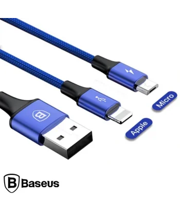 Baseus Rapid Series 2in1 İphone+ Micro Usb 3.0A Usb Kablo Şarj 120cm-(5775)