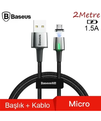 Baseus Zinc Magnetic Usb Kablo Şarj Android Mikro Başlık 2Metre 1.5A-(5775)