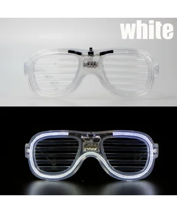 Beyaz Led Işıklı Parti Gözlüğü - Neon Glow Şerit Gözlük 3 Modlu