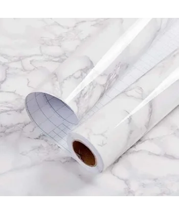 Beyaz Mermer Desenli Yapışkanlı Tezgah Folyosu (3 Mt.x 60 Cm)