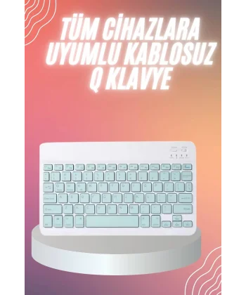 Bluetooh Wıreless Keyboard Siyah Q Klavye İOS Ipad Android Windows Uyumlu