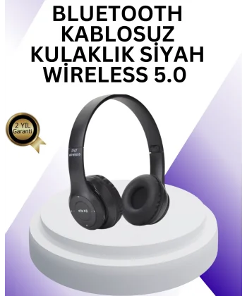 Bluetooth 5.0 Kablosuz Kulak Üstü Kulaklık | Stereo Ses ve Katlanabilir Tasarım
