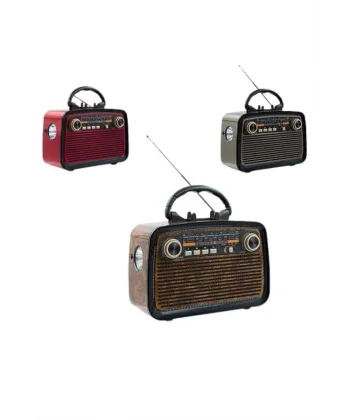 Bluetooth Hoparlör Ahşap Renk Vintage Işıklı Nostaljik Radyo Fm Ahşap Görünümlü