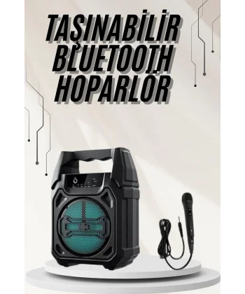 Bluetooth Hoparlör Led Işıklı Taşınabilir Kablosuz Speaker Uzun Pil Ömrü