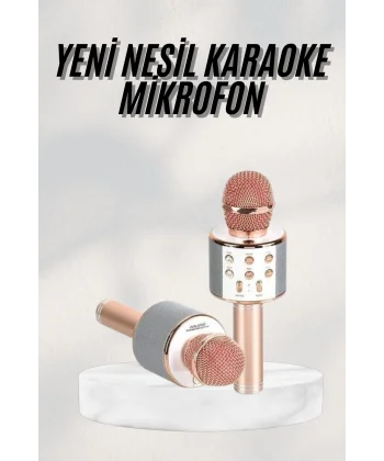 Bluetooth Hoparlör USB AUX SD Kart Kaoroke Mikrofon Uzun Pil Ömrü