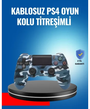 Bluetooth Kablosuz PS4 Gamepad Çift Motorlu Siyah Controller