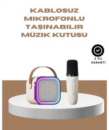 Bluetooth Karaoke Mikrofon ve Hoparlör Seti Taşınabilir