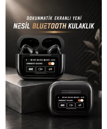 Bluetooth Kulaklık Kablosuz Ekranlı ANC/ENC Destekli Dokunmatik