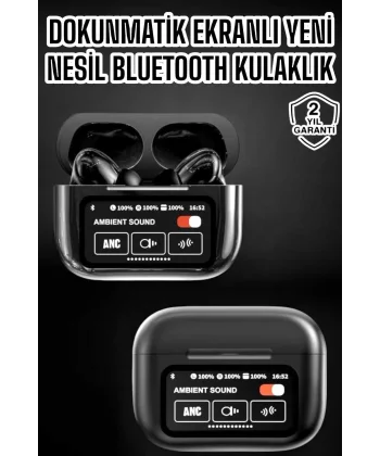 Bluetooth Kulaklık Kablosuz Ekranlı ANC/ENC Destekli Dokunmatik