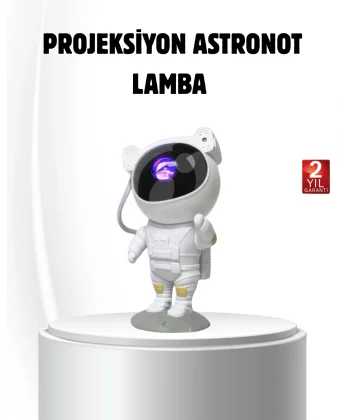 Bluetooth Müzikli Astronot Projeksiyon Lambası Yıldız ve Ay Efektli