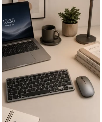 Bluetooth ve 2.4G Destekli Kablosuz Klavye Mouse Seti Şarj Edilebilir