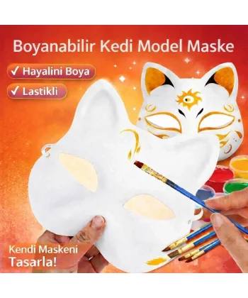 Boyanabilir Kedi Model Maske – Kendi Tasarımını Oluştur