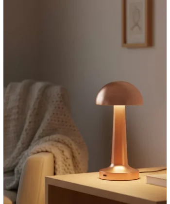 Bronz Dokunmatik Masa Lambası 3 Renk LED Şarjlı Kablosuz USB Çıkışlı