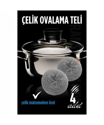 Çelik Bulaşık Ovalama Teli 4 Adet