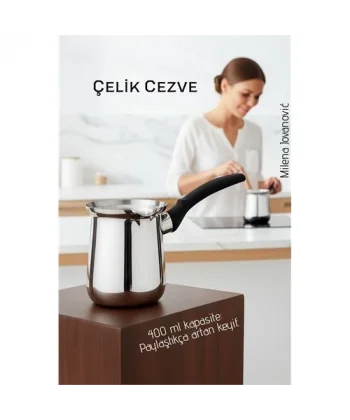 Çelik Cezve 400 ml - Süt ve Kahve Cezvesi
