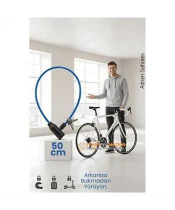 Çelik Örgü Kablo Kilit 5mm 50 cm Bisiklet Kilidi Motosiklet Kilidi Eşya Garaj Kilidi