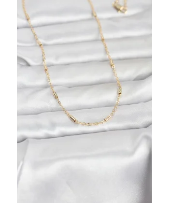 CM 14K Gold Renk Bar Zincir Model 60 cm Kadın Kolye