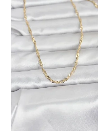CM 14K Gold Renk Burgu Yassı Model 60 cm Kadın Kolye