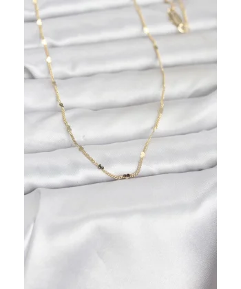 CM 14K Gold Renk Ezme Kalp Detaylı 60 cm Zincir Kadın Kolye