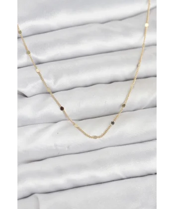 CM 14K Gold Renk Ezme Pul Model 60 cm Kadın Kolye