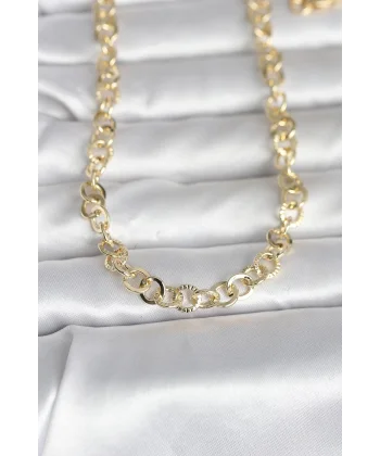 CM 14K Gold Renk Kalın Halka Zincirli 60 cm Kadın Kolye