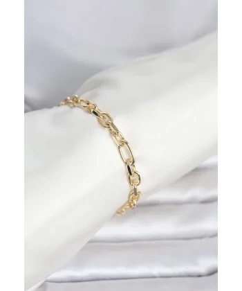 CM 14K Gold Renk Kalın Zincir Model Kadın Bileklik